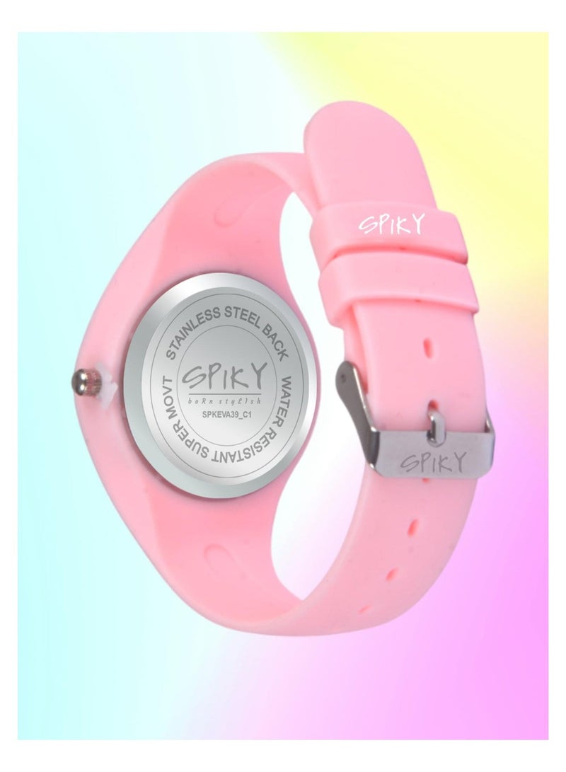 SPIKY Round Casual Analog Watch for Kids- Girl -Pink Color - Image 5